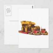Zwei große LKW mit einem riesigen Bergbaufahrzeug Postkarte (Vorne/Hinten)