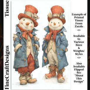Zwei große Quirky Watercolor Snowmen DS5L Decoupag Seidenpapier
