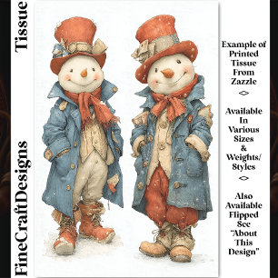 Zwei große Quirky Watercolor Snowmen DS5R Decoupag Seidenpapier