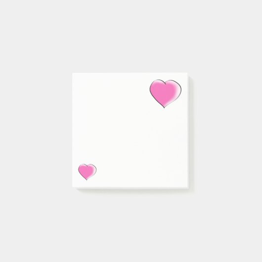 Zwei große rosa Herzen Post-it Klebezettel (Vorderseite)