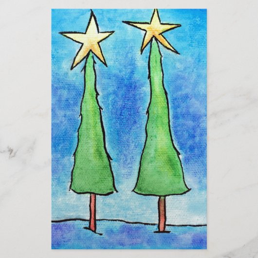 Zwei große Weihnachtsbäume Briefpapier (Vorderseite)