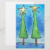 Zwei große Weihnachtsbäume Briefpapier (Vorne/Hinten)
