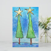 Zwei große Weihnachtsbäume Briefpapier (Stehend Vorderseite)