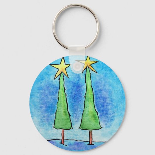 Zwei große Weihnachtsbäume Schlüsselanhänger (Vorderseite)