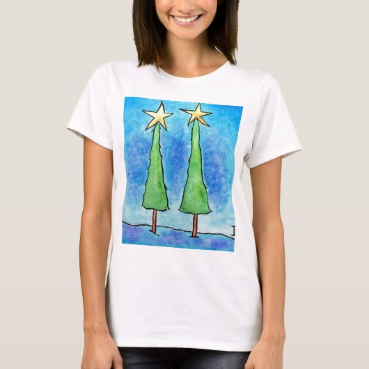 Zwei große Weihnachtsbäume T-Shirt (Vorderseite)