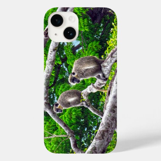Zwei grüne Affen im Baumdruckfall Case-Mate iPhone Hülle (Rückseite)