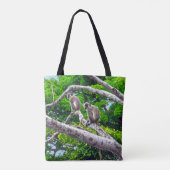 Zwei grüne Affen sitzen im Baumkronenbeutel Tasche (Rückseite)