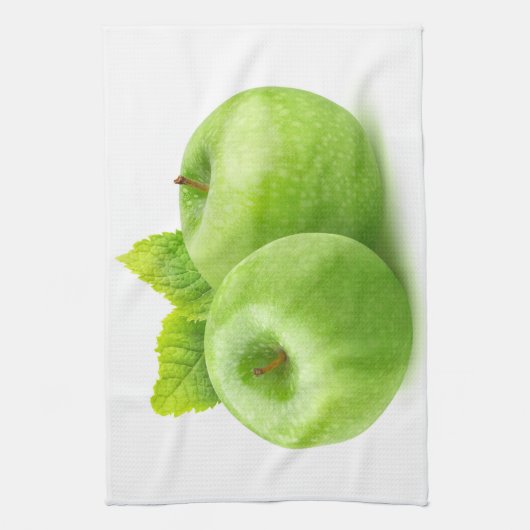 Zwei grüne Äpfel Geschirrtuch (Vertikal)