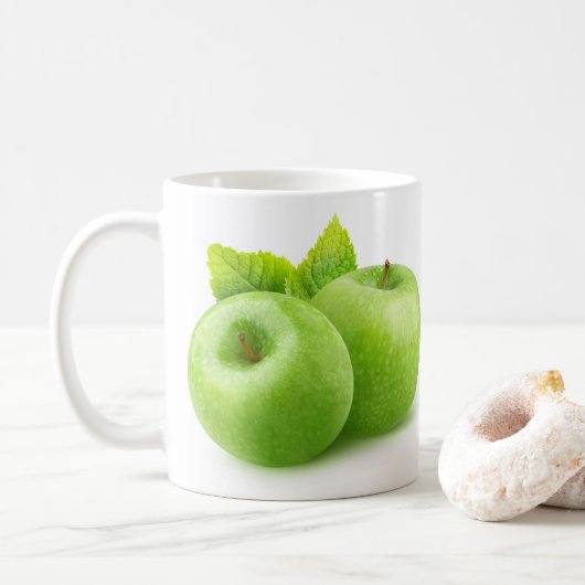 Zwei grüne Äpfel Kaffeetasse (Mit Donut)