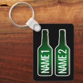Zwei grüne Bierflaschen Alu-Schlüsselanhänger-Gesc Schlüsselanhänger (Vorderseite)