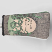 Zwei grüne Frösche auf Lily Pad streiten im Vollmo Golf Headcover (Vorderseite)