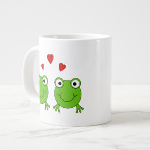 Zwei grüne Frösche mit roten Herzen. Jumbo-Tasse
