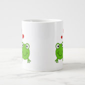 Zwei grüne Frösche mit roten Herzen. Jumbo-Tasse (Vorderseite)