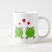 Zwei grüne Frösche mit roten Herzen. Jumbo-Tasse (Rechts)