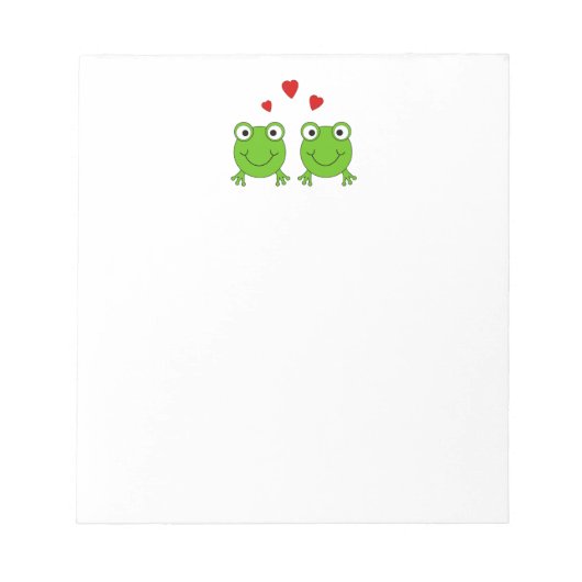 Zwei grüne Frösche mit roten Herzen. Notizblock (Vorderseite)