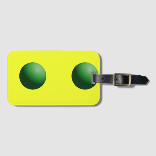 Zwei grüne Kugeln auf Gelb Gepäckanhänger (Vorderseite (Horizontal))