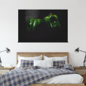 Zwei grüne Paprikaschoten 60x40 (150x100cm) waccna Leinwanddruck (Insitu (Schlafzimmer))