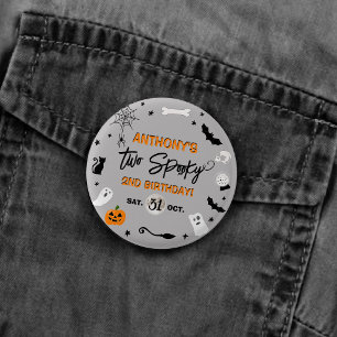 Zwei Gruselige! Halloween 2. Geburtstagsfeier-Mitg Button