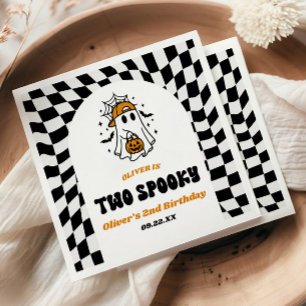 Zwei gruselige Halloween-Retro-2. Geburtstagsfeier Serviette