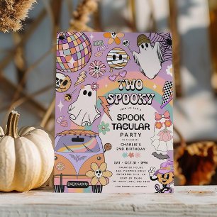 Zwei gruselige Retro-Spaß-Halloween-2.-Geburtstags Einladung