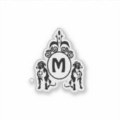 Zwei Guard Dog Monogram Contour Aufkleber (Vorderseite)