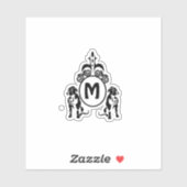 Zwei Guard Dog Monogram Contour Aufkleber (Blatt)