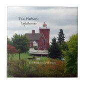 Zwei Häfen Leuchtturm & Bootsziegel Fliese (Vorderseite)