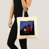 Zwei Häfen Leuchtturm Dusk Tote Tasche (Vorderseite (Produkt))