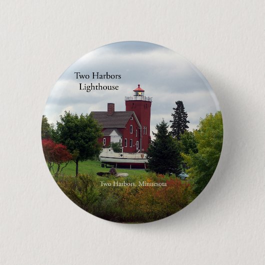 Zwei Häfen Leuchtturm & Schiffstasten Button (Vorderseite)