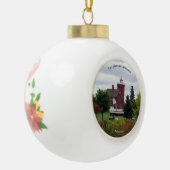 Zwei HafenLeuchtturm & Bootschmuck Keramik Kugel-Ornament (Links)