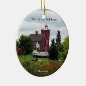 Zwei HafenLeuchtturm & Bootschmuck Keramik Ornament (Rechts)