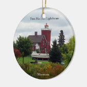 Zwei HafenLeuchtturm & Bootschmuck Keramik Ornament (Links)