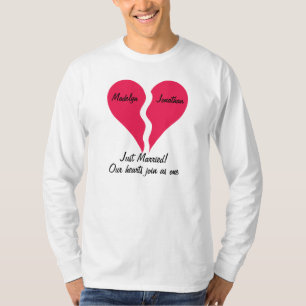 Zwei Hälfte-Herzen verbinden als verheiratetes T-Shirt