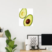 Zwei Hälften eines Avocados, weiß Poster (Heimbüro)