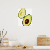 Zwei Hälften eines Avocados, weiß Poster (Küche)