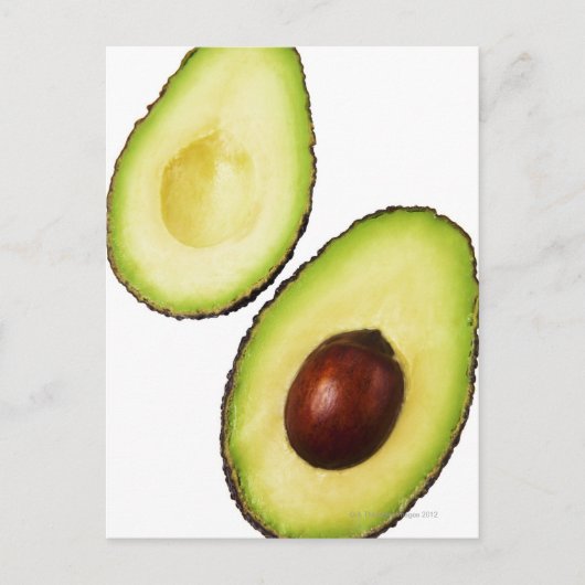 Zwei Hälften eines Avocados, weiß Postkarte (Vorderseite)