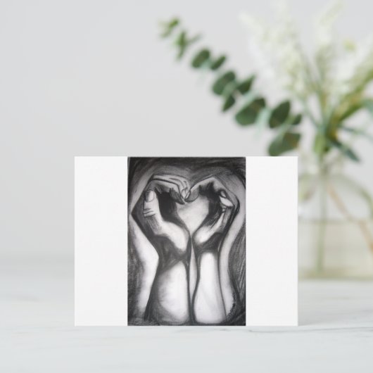 zwei Hände - ein Herz Postkarte (Stehend Vorderseite)