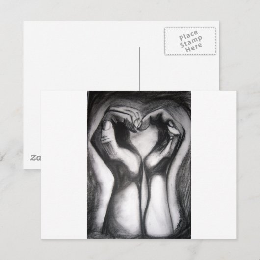 zwei Hände - ein Herz Postkarte (Vorne/Hinten)