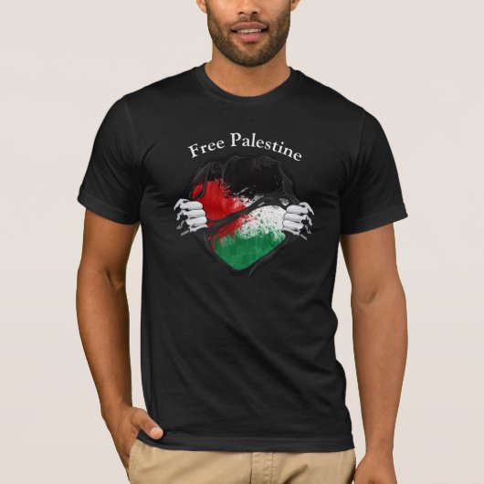 Zwei Hände Freies Palästina geomisierte T-Shir T-Shirt (Vorderseite)