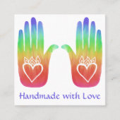 Zwei Hände Herz Hamsa Rainbow CUSTOM QR Code Quadratische Visitenkarte (Vorderseite)