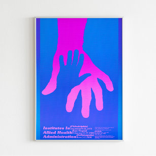 "Zwei Hände in Rosa und Blau" Retro Minimalistisch Poster