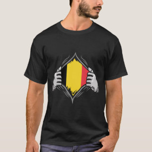 Zwei Hände Ripping Revealing Flag Belgien T-Shirt