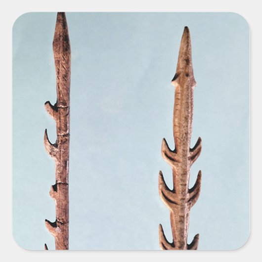 Zwei Harpunen, Oberpaläolithikum Quadratischer Aufkleber (Vorderseite)