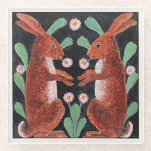 Zwei Hasen von William Bell Scott Glasuntersetzer