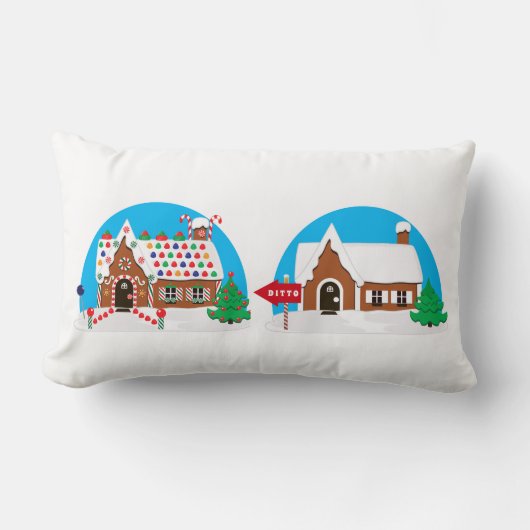 Zwei Häuser, eines dekoriert, eins mit Ditto-Zeich Lendenkissen (Vorderseite)