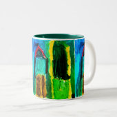 Zwei Häuser farbenfroh Zweifarbige Tasse (VorderseiteRechts)