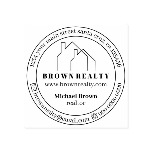 Zwei-Häuser-Kontur Real Anwesen Gummistempel (Prägung)