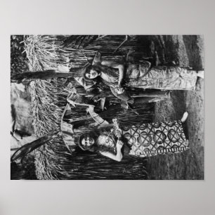 Zwei hawaiianische Frauen mit Ukalalees Fotografie Poster