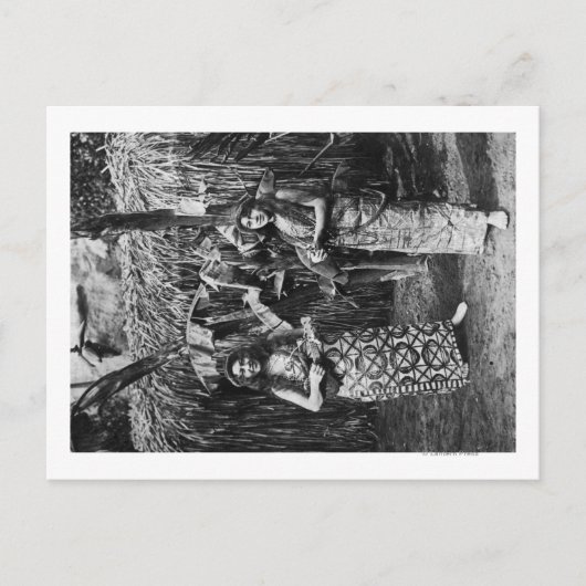 Zwei hawaiianische Frauen mit Ukalalees Fotografie Postkarte (Vorderseite)