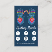 Zwei Healing-Hände Regenbogenfarbe 5 Treuekarte (Vorderseite)